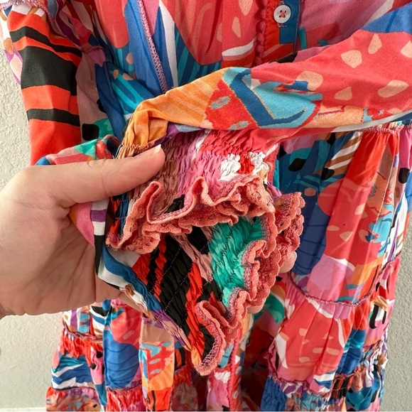 Tolani nwt tiered color block button up dress - Picture 4 of 9